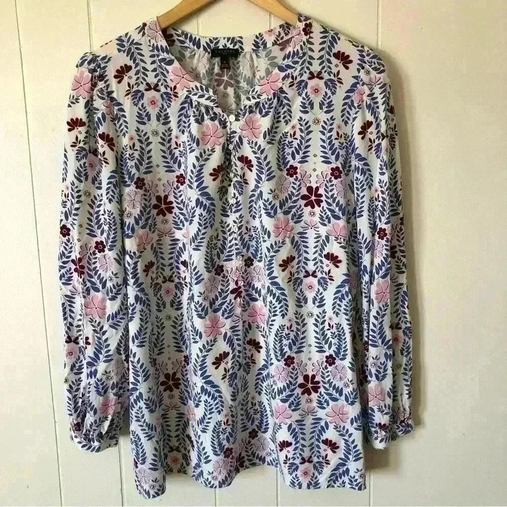 Talbots Floral Printed Rayon Top Blouse Size 1X